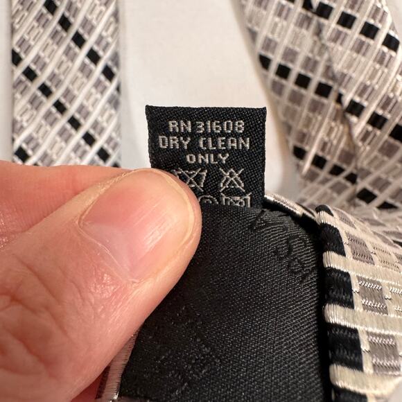 Jos. A. Bank Men’s Executive Collection Silk Necktie Gray Geometric Tie Classic - Picture 6 of 8